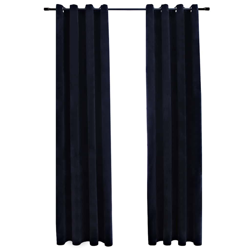 Lot de 2 Rideaux Occultants en Velours 140x225 cm, Rideaux avec Œillets Métalliques pour Salon et Chambre à Coucher, Doubles Rideaux Doux et Élégants, Noir