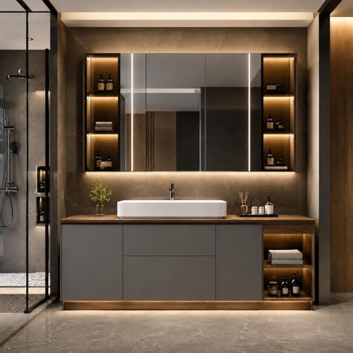 KOCFUA 56 in Freestanding Bathroom Vanity with Sink - Modern