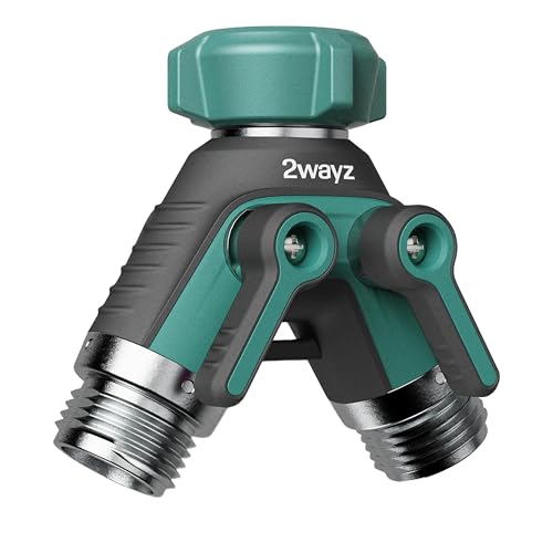 2Wayz- Divisor de manguera de agua de doble salida: conector en Y de latón resistente, rotación de 360°, fácil instalación, diseño a prueba de fugas con extensor de grifo, ideal para jardín, lavadoras