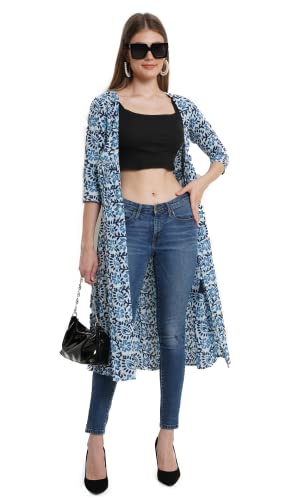 Image of COTLAND Fashions Jaipuri Cotton Printed Black Shrug /Jacket /Cape for Women