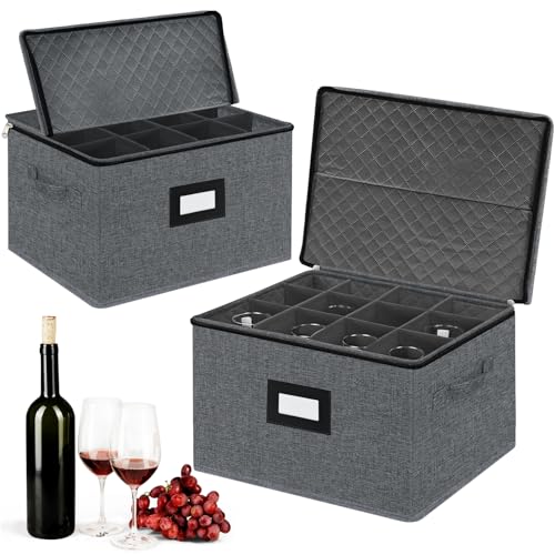 Support de Verre à Vin - Boîte de Rangement de Verrerie,Porte Verres Suspendu Contenir pour 24 Verres à Bordeaux,Champagne,Cocktails Famille,Restaurant(Gris)