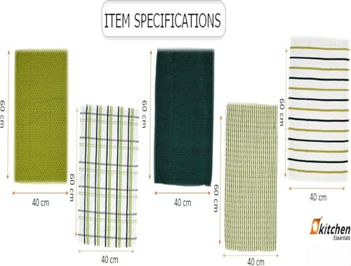 BLOOM BLENDS 5-Pack Terry Cotton Kitchen Tea Towels | Super Absorbent, Quick-Drying, and Soft Dishcloths for Everyday Use | Durable & Machine Washable Towel Set (Sage Green) - Cosy Home Interiors BLOOM BLENDS 5-Pack Terry Cotton Kitchen Tea Towels | Super Absorbent, Quick-Drying, and Soft Dishcloths for Everyday Use | Durable & Machine Washable Towel Set (Sage Green) - Image 4