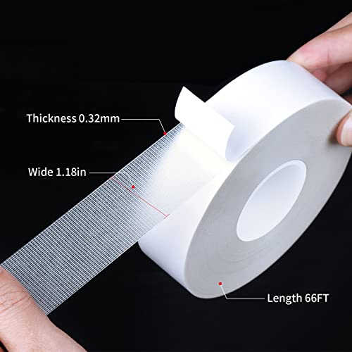 Zompago Double Sided Adhesive Tape,Heavy Duty,2Inx66Ft,Removable Adhesive Tape,Hand Tearable,White Aesthetic Adhesive Tape For Pictures,Wide Used Carpet Decoration,Keeping The Famliy Tidy,1.18Inx66Ft #TOP1