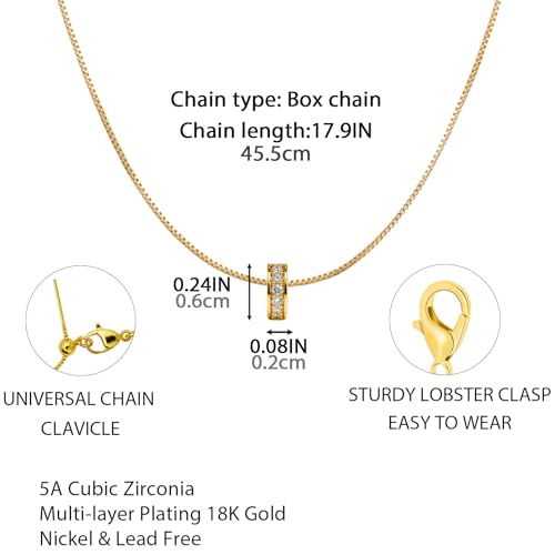 Cerulenne 14K Gold Plated Diamond Pendant Necklace for Women, Dainty Paperclip Chain Choker, Cute Small Waist Pendant, Simple & Trendy Gold Jewelry Gift2