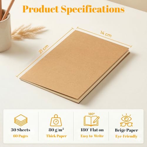 Cuadernos A5 Líneas con papel crema de 80gsm y cubierta kraft de alta densidad 2