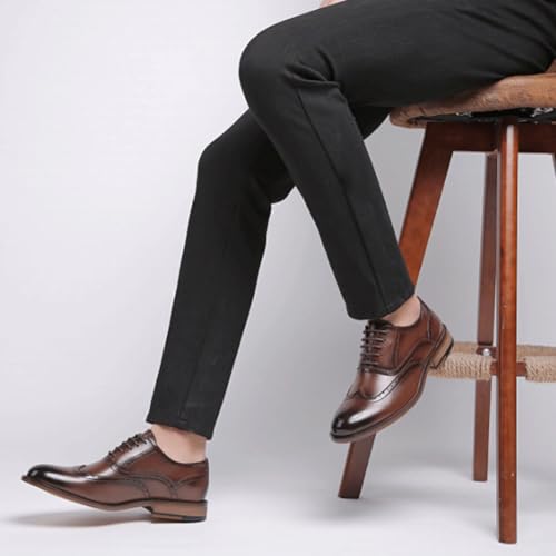 Men Wingtip Brogue Oxford Dress Shoes Leather Business Tuxedo Wedding Rubber Sole Slip Formal Cap Toe Design Evening Fashion Lace Up2