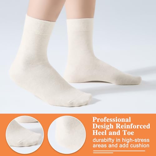 Image of ATBITER Women's Thin Cotton Crew Socks - Soft Above Ankle Bootie Casual Dress Socks 6-Pairs