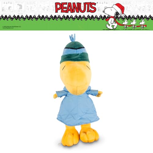 Image of Peanuts Woodstock Winter Coat Holiday & Christmas Bedding Super Soft Plush Cuddle Pillow Buddy, (Officially Licensed Product) By Franco
