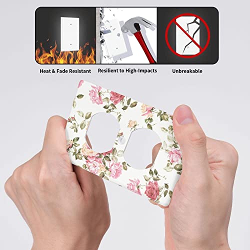 Pink Florals Light Switch Plate And Outlet Cover Decorative Vintage For Kitchen Nursery Kids Girls Room Bedrooms Bathrooms Standard Size 4.5" X 2.76" #TOP4