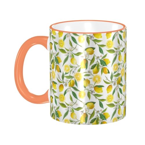レモンの木の枝 マグカップ コーヒーカップ Orange 陶器 朝食カップ ティーカップ 耐熱マグ 保温 耐冷 おしゃれ 大きい ミルクコップ 330ml 雑貨 家庭用 プリント贈り物