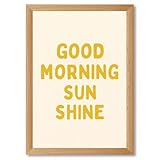 Good Morning Sunshine Poster Canvas Print Art Print, Contemporary Pictures, Wall Decor, Cute Painting Wall Art for Bedroom, Apartment Decoration Home Decor (Wood Framed,12L X16W)