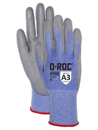 Magid D-ROC GPD267 Touchscreen Compatible Polyurethane Palm Coated Work Gloves â€“ Cut Level A3 (12 Pair)