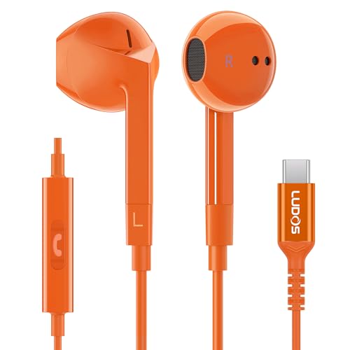 Image of LUDOS FEROX USB C Headphones for iPhone 17 16 15 Pro Max Plus Air iPad Pro, 5 Years Warranty, USB-C Earbuds for Samsung Galaxy S24 S23 Ultra S22 S21 FE S20 Z Flip 3 Fold 4 A53, USB Type C Earphones
