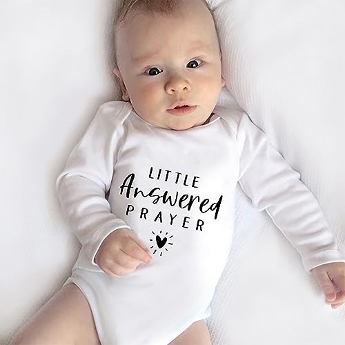 Little Answered Prayer Pregnancy Announcement Baby Romper Long Sleeve Newborn Outfit Baby Clothes4