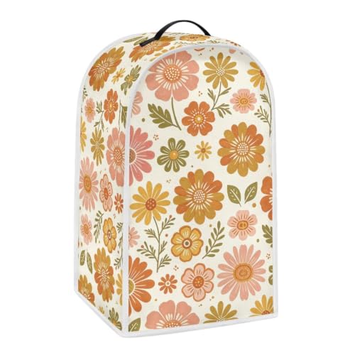Image of Autumn Happie Floral Kitchen Blender Dust Cover with Top Handle | Soft, Anti Splash, Stand Mixer or Coffee Juicer Maker Cover Polyester Dust Proof Blender Protector Covers Christams Gifts