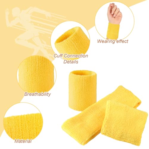 Image of Civaner 12 Pcs 80 90s Neon Sweatbands Soccer Baseball Headbands Wristband Set for Men Women Party Cotton Headbands Terry Cloth Athletic Sweat Bands for Tennis Football Gym Outdoor