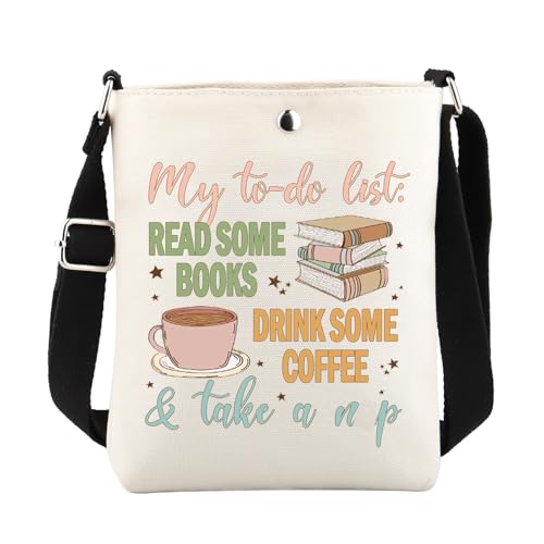 Coffee Book Gift Crossbody Bag for Book Lovers Coffee Lovers Gifts Book Cross Body Purse with Shoulder Strap Bucket Bag