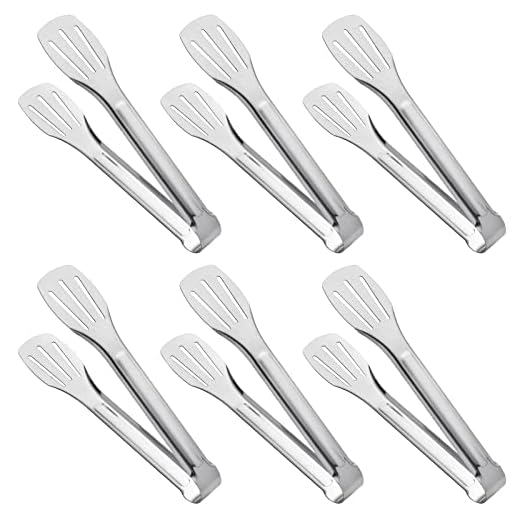 Serving Tongs Kitchen Tongs,Buffet Tongs, Stainless Steel Food Tong Serving Tong,small tongs 6 Pack (7 Inch)