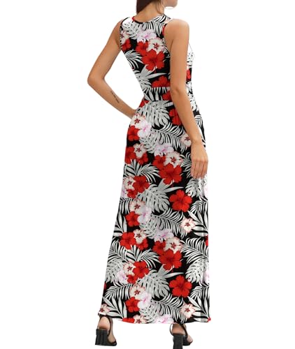 Image of LILBETTER Women Sleeveless Deep V Neck Loose Plain Long Maxi Casual Dress