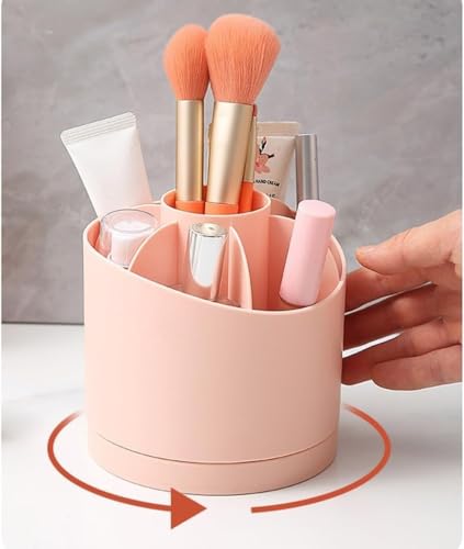 Image of PAXCOO Makeup Organizer for Vanity - Cosmetics Organizer for Girls, Makeup Brush Holder 360 Rotating for Bathroom, countertop, Desk Storage Container, Cosmetic Display Cases. (Pink)