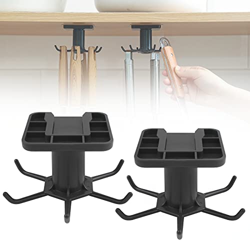 2PCS Kitchen Hanging Pot Rack, Pot and Pan Hanger for Kitchen Wall Mount, Rotating Hanging Pot Rack Utensil Holder Hooks Hangers for Hanging Knives, Spoon, Cutting Board, Pot and Pan