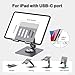 Adjustable Tablet Stand with USBC Hub 7-in-1, Aluminum Tablet Holder with Docking Station, 360° Swivel Base, 4K HDMI, 100W PD Charging, USB 3.0, SD/TF Reader, 3.5mm Audio, for iPad with USB-C Port