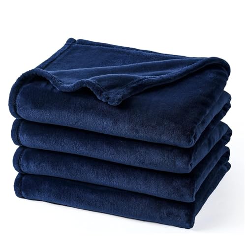 Highdi Couverture Polaire Plaid, Douce et Moelleuse en Microfibre, Bleu Marine, 70x100cm