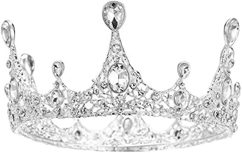 S SNUOY Full Round Queen Crowns for Women Crystal Bridal Tiara Women Pageant Hair Accessories