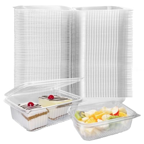 Cupka Commercial Take Out Container Lids (200 count) - Heavy Duty Clear Plastic Hinged Lid
