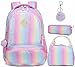 Mochila Rainbow Glitter para niñas - Mochila Preescolar para niños Lindos Mochila de Viaje Ligera Mochila Informal Encantadora Regalo para niñas 3 Packs - Rainbow