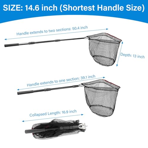 Fishing Net with Handle and 1 Storage Bag,Portable Telescopic Fishing Net,Telescoping Net Pole
