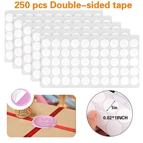 Palksky Adhesive Dots For Wax Seal, 250Pcs Adhesive Wax Seal Backing For Wax Sealing, Transparent Removable Sticky Tack Putty For Wax Seal Stickers, Craft Adhesive Waxing(Diameter 1Inch) #TOP2
