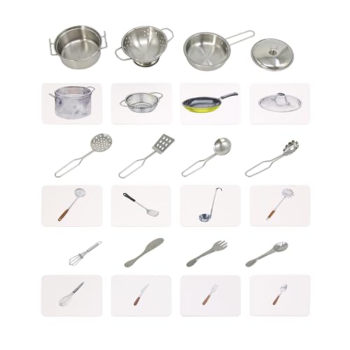 Montessori Language Materials Objects with Similar Cards 12pcs Mini Kitchen Replicas with Picture Cards