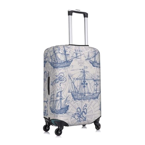 Vintage Sailboat Compass Travel Luggage Cover Protector Suitcase Covers for Luggage Covers for Suitcase Fit 18-32 In S3