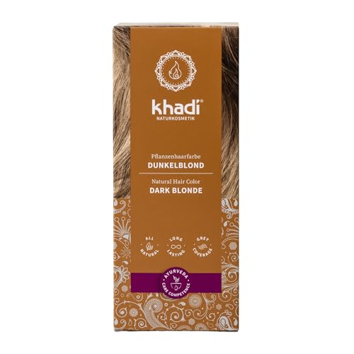 khadi DUNKELBLOND Pflanzenhaarfarbe - Haarfarbe für mattes, mittleres Aschblond bis zu sattem Dunkelblond – 100% pflanzlich & natürlich - 100g