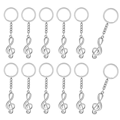 salbsever Musiknote Schl&uuml;sselanh&auml;nger, Music Keychain Music Themed Gifts Music Key Chains Musik Anh&auml;nger Schild f&uuml;r Handtasche Firmenb&uuml;ro Geschenke Zubeh&ouml;r (12 St&uuml;ck)