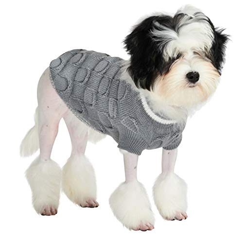 UrbanPup Suéter de punto gris con volantes (mediano - Longitud del cuerpo del perro: 30 cm) Cover