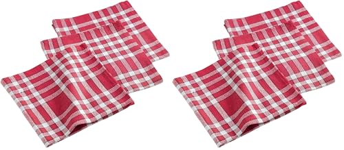 douceur d'intérieur, 3 Serviettes de Table (45 x 45 cm) Traditio Rouge, Coton Tissé