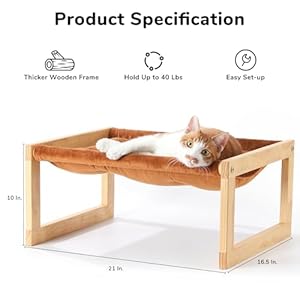 FUKUMARU Cat Couch Bed, Plush Velvet Elevated Bed for Indoor Cats, 21 x 16.5 Inch Wooden Pet Hammock, Suitable for Cat, Dog, Bunny, Rabbit, Kitten and Small Animal, Brown FUKUMARU Cat Couch Bed Plush Velvet Elevated Bed for Indoor Cats 21 x 165 Inch Wooden Pet Hammock Suitable for Cat Dog Bunny Rabbit Kitten and Small Animal Brown