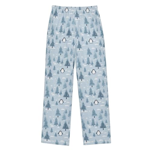 Cute Penguin Long Pajama Pants Elastic Waist PJ Bottoms with Pockets S A1130002