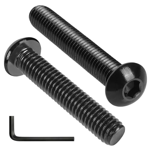 Image of VGBUY 22Pcs 5 /16-18 x 1-1 /4 inch Button Head Socket Cap Bolts Screws, 304 Stainless Steel 18-8, Allen Hex Drive,Black Zinc Plated,Fully Threaded, Hex Spanner Included