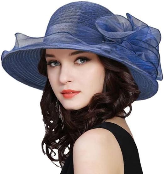 Women's Organza Kentucky Fascinator Hat Derby Cloche Bowler Hat Cocktail Tea Party Wedding Sun Hat