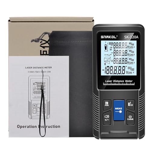 Eacam Intelligent Laser Rangefinder Digital Laser Distance Meter with Single Continuous Volumes Area Pythagoras Measurement Modes Adjustable Function IP54 Waterproof