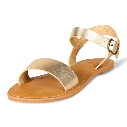 Image of Amazon Essentials Women's Two Strap Buckle Sandal with Adjustable Ankle Strap