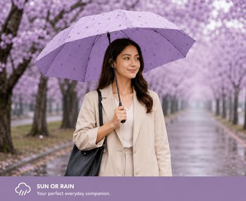 Image of Owme UV Umbrella for Women, Mini Folding Portable 2-Fold Umbrellas | Manually Open & Close for Rain and Sun Protection, Anti-Slip Handle | Windproof Umbrlla | Chata for Rain for Men -