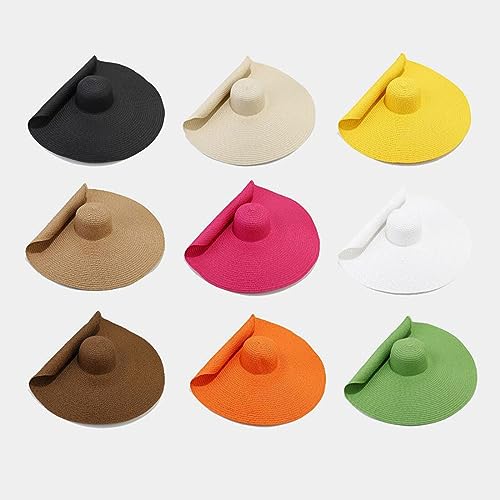 Women Oversized Beach Hats Summer Wide Brim Straw Floppy Foldable Roll up Cap Outdoor Sun Hat3