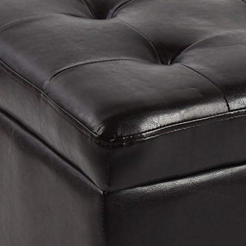 Tabouret coffre en cuir noir multifonction et gain de place - 2