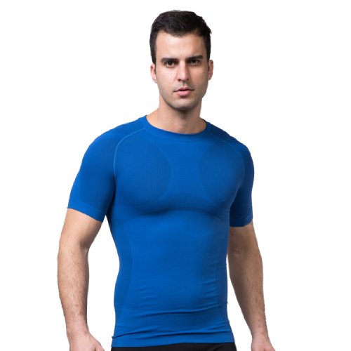 ZEROBODYS Hommes T-shirt Foncitonnel de compression courte moisture-wicking SS-M06 Bleu Cover