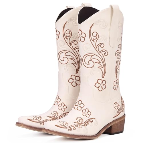Image of Cowboy Boots for Women, Pointed Toe Chunky Heel | All-day walking comfort design, versatile for daily outfits, country music festivals and western style occasions