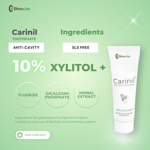 Image of Anti-cavity Toothpaste with 10% Xylitol, Fluoride & Clove | Prevents /Cures senitivity, gum bleeding, bad breath, dry mouth and ulcers| SLS free & Diabetic friendly|100gms Pack of 2